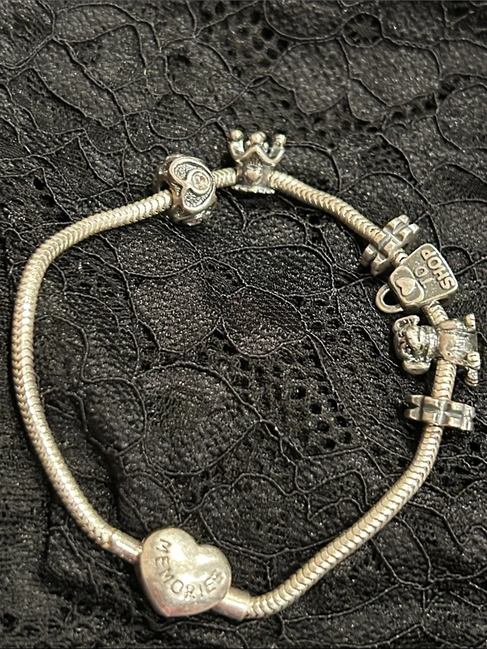 Pandora Silver Charm Bracelet with Mixed Silver Charms